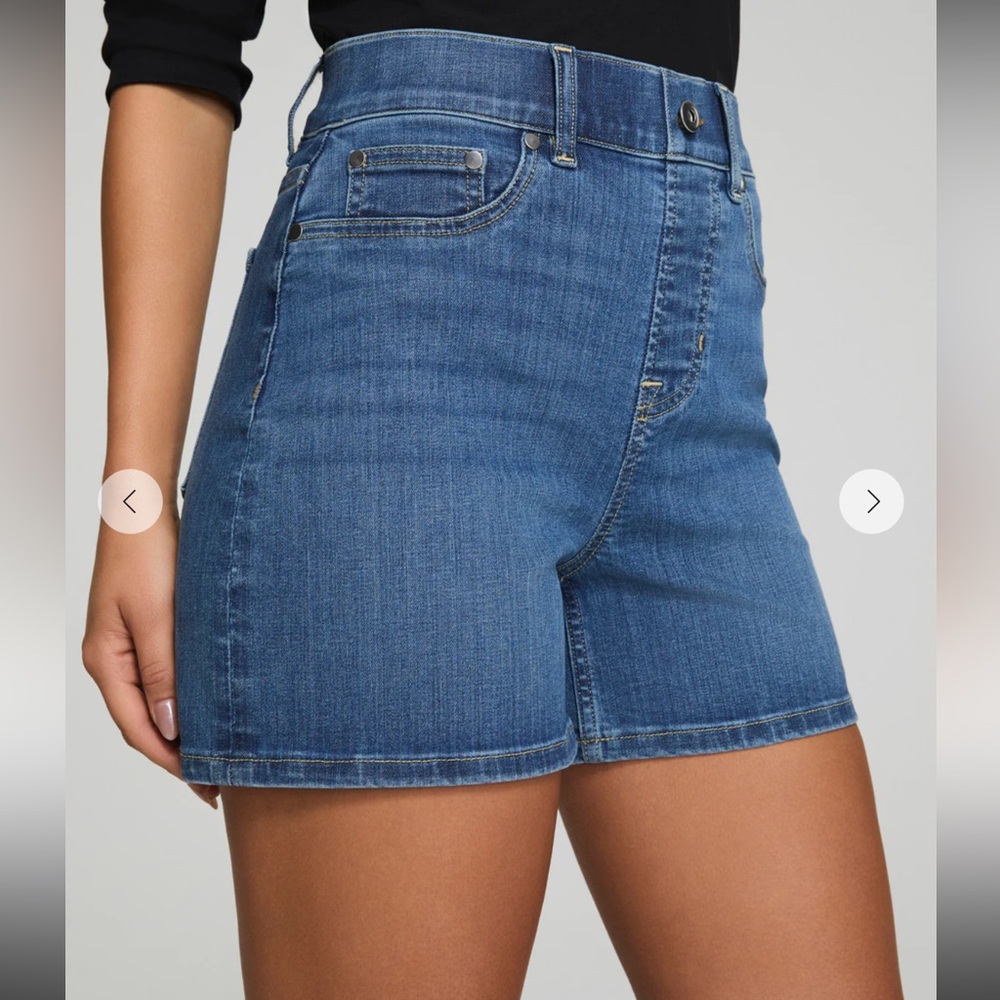 SPANX Medium Blue High-Rise Denim Shorts
